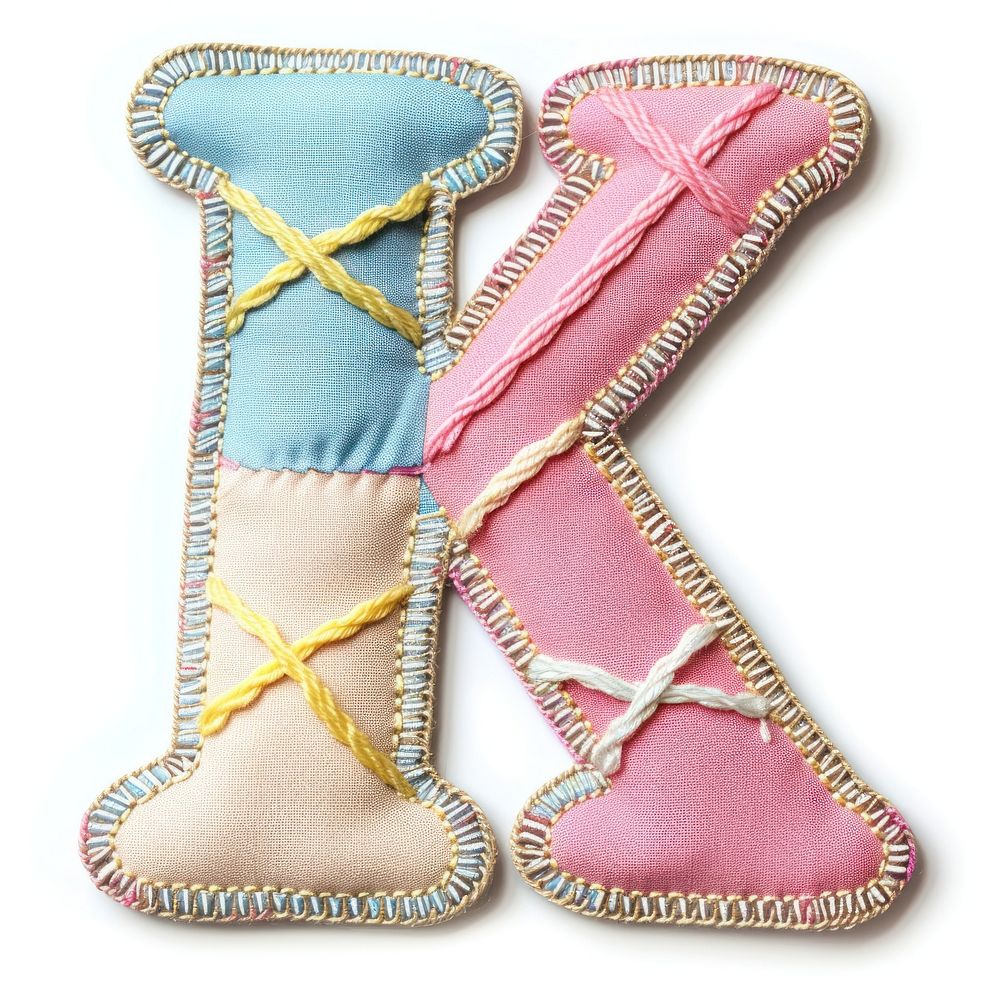 Letters K textile white background accessories.