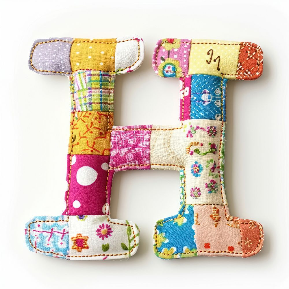 Letters H pattern patchwork textile.