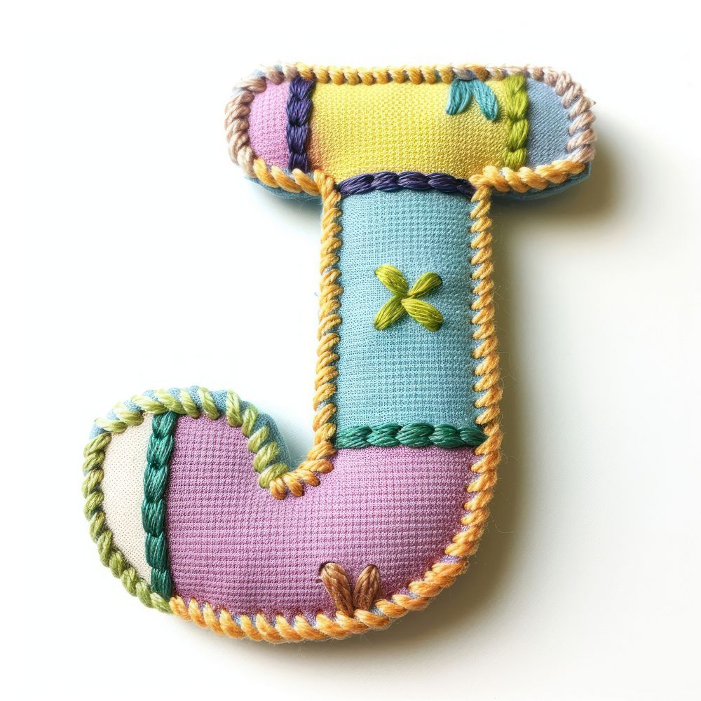 Letters J pattern textile stitch.