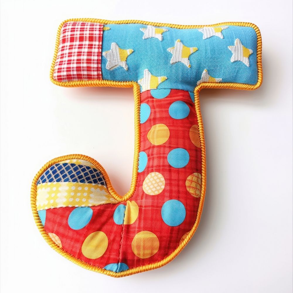 Letters J pattern textile toy.