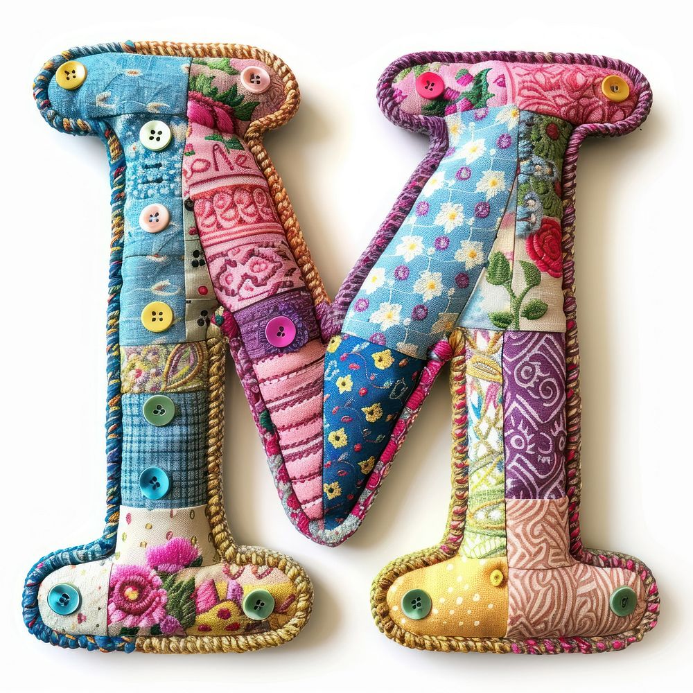 Letters M pattern textile craft.