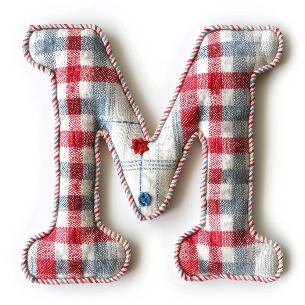 Letters M pattern textile white background.