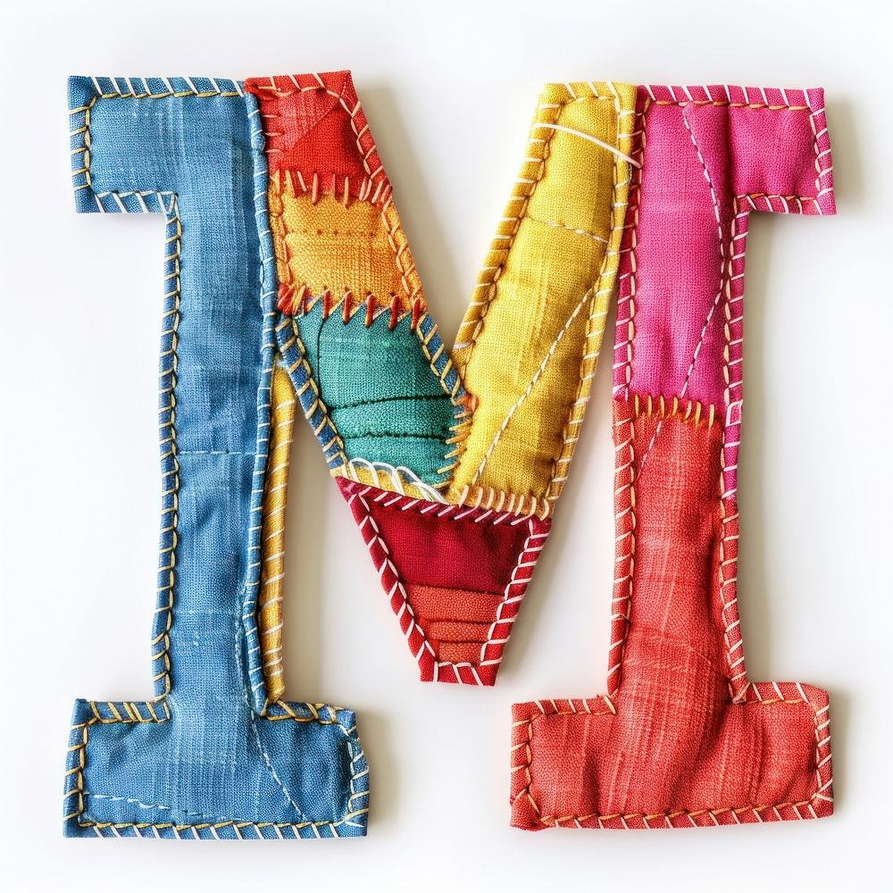 Letters M pattern textile stitch.