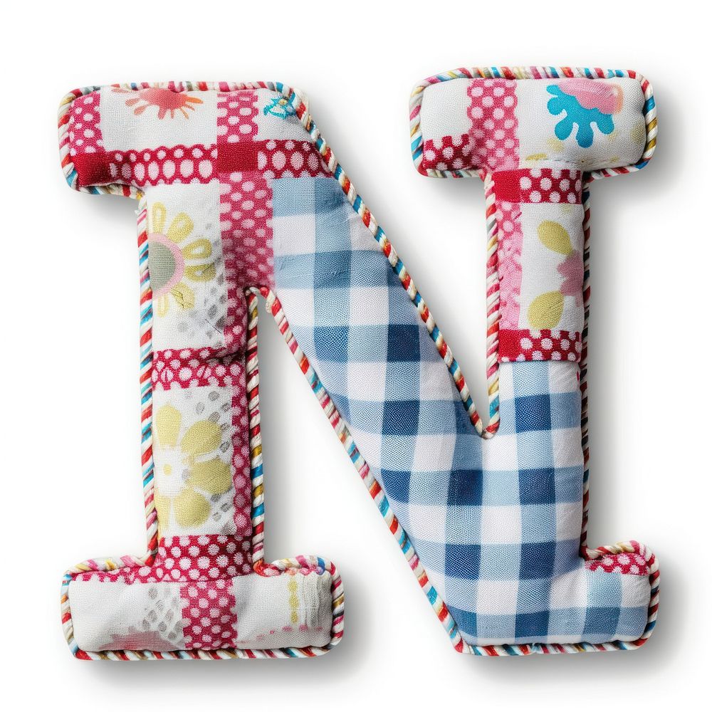Letters N alphabet textile pattern.