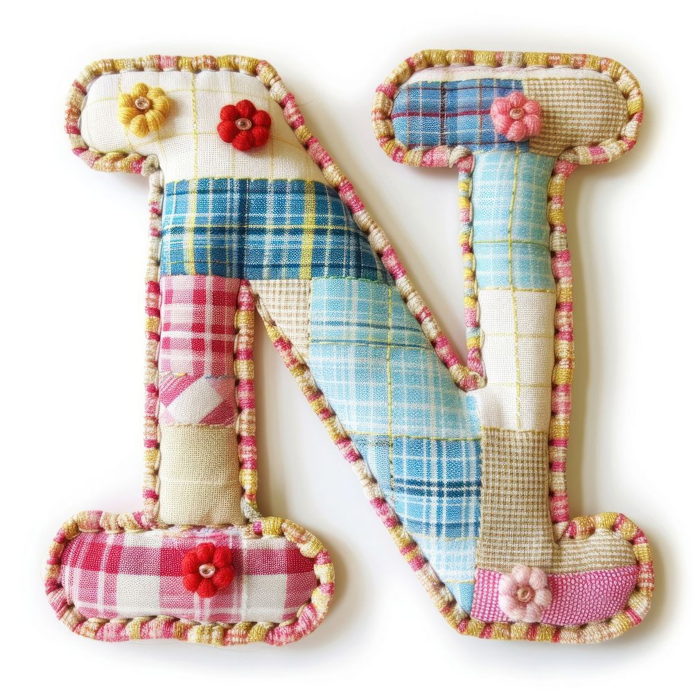 Letters N pattern textile white background.