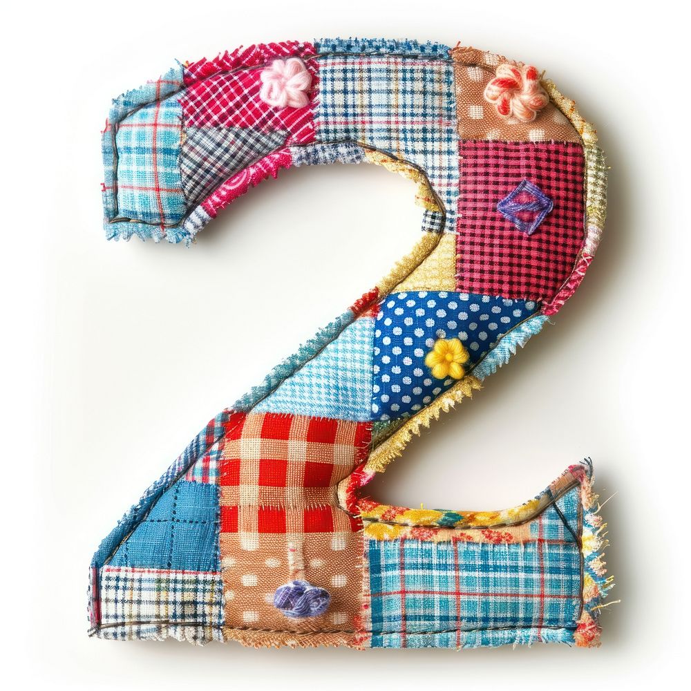 Letters number 2 pattern patchwork textile.