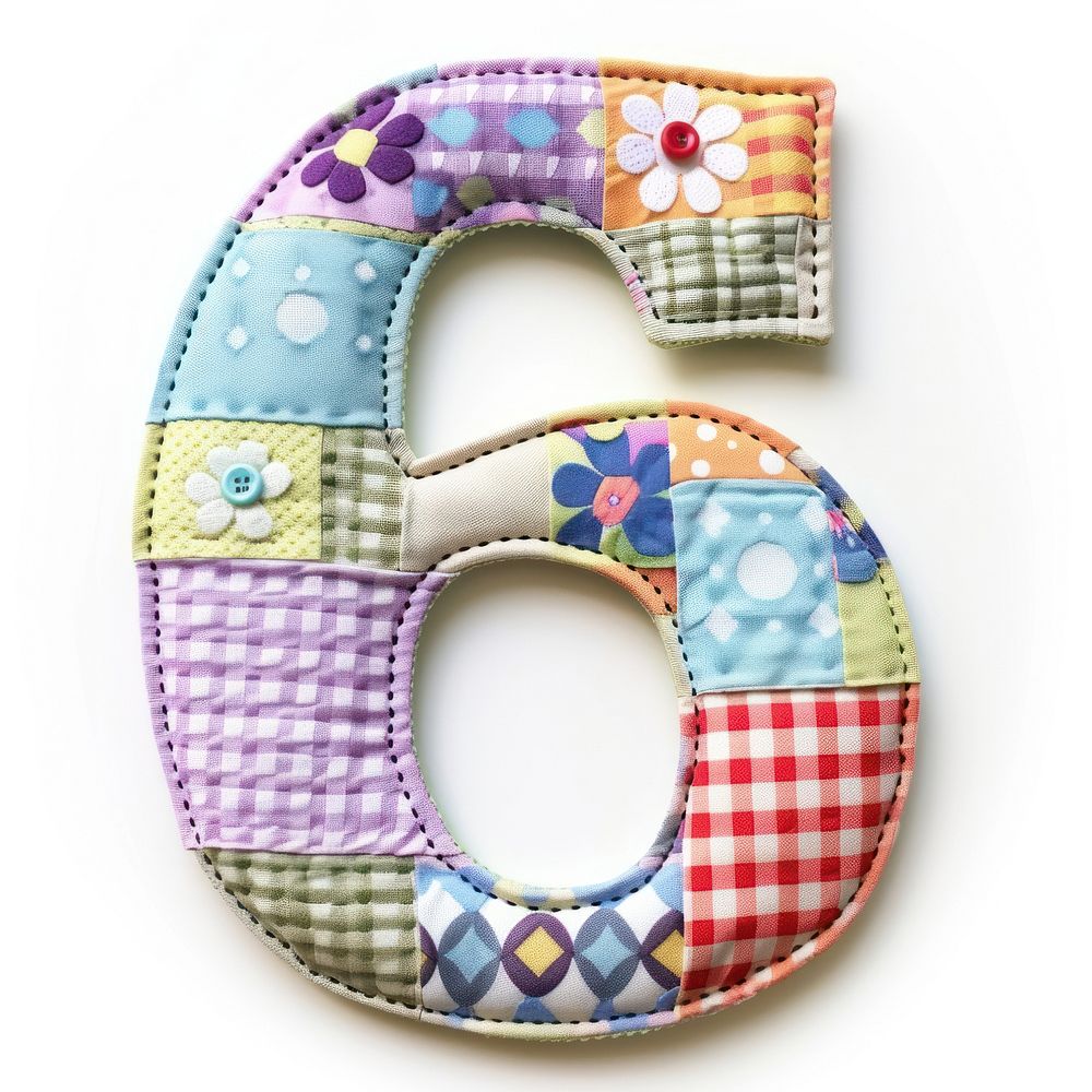Letters number 6 alphabet textile pattern.