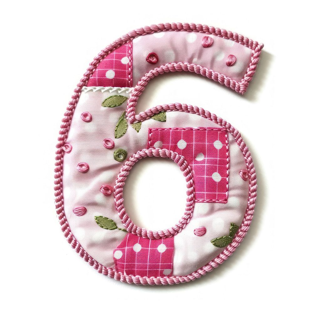 Letters number 6 pattern textile white background.