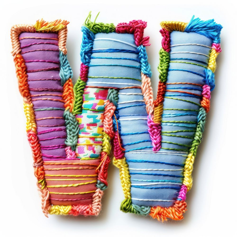 Letters W pattern textile stitch.