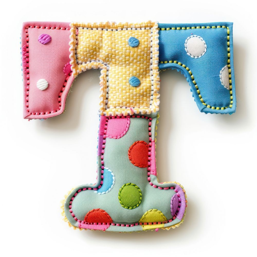 Letters T pattern textile toy.