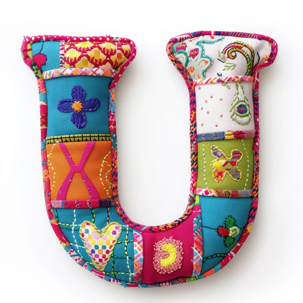 Letters U pattern textile craft.