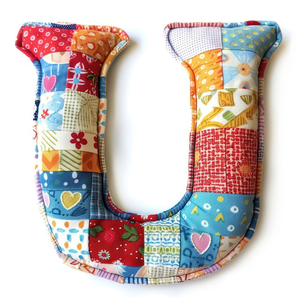 Letters U patchwork pattern textile.
