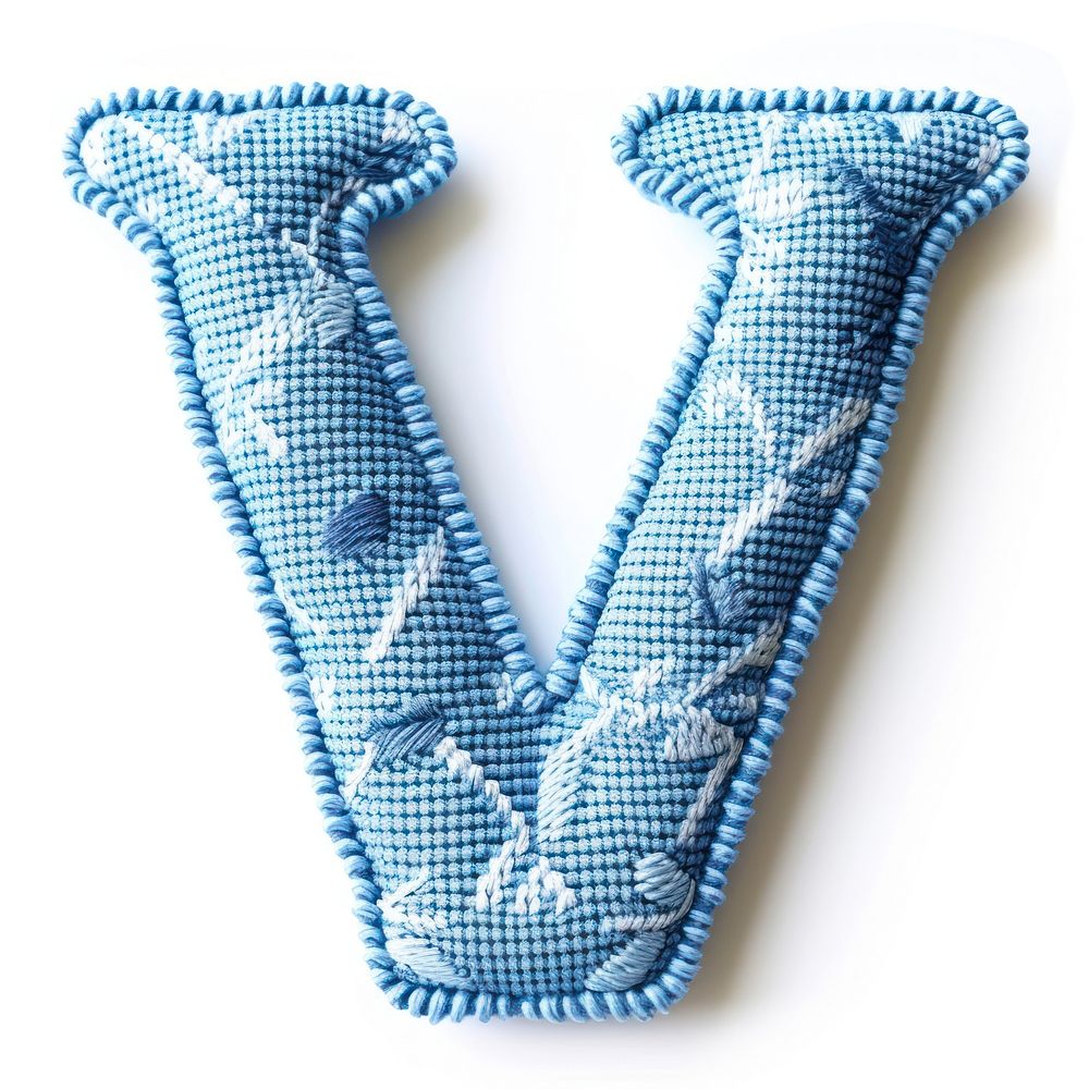 Letters V pattern textile stitch.