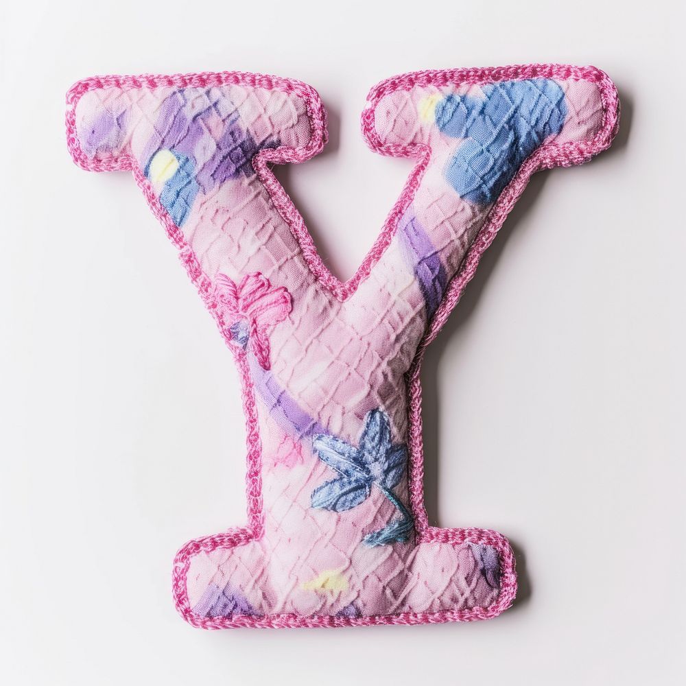 Letters Y pattern textile white background.