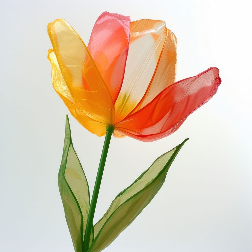 Tulip made from polythylene flower petal plant.