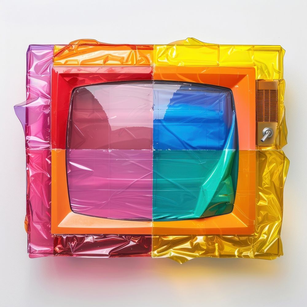 Tv made from polyethylene plastic white background confectionery.