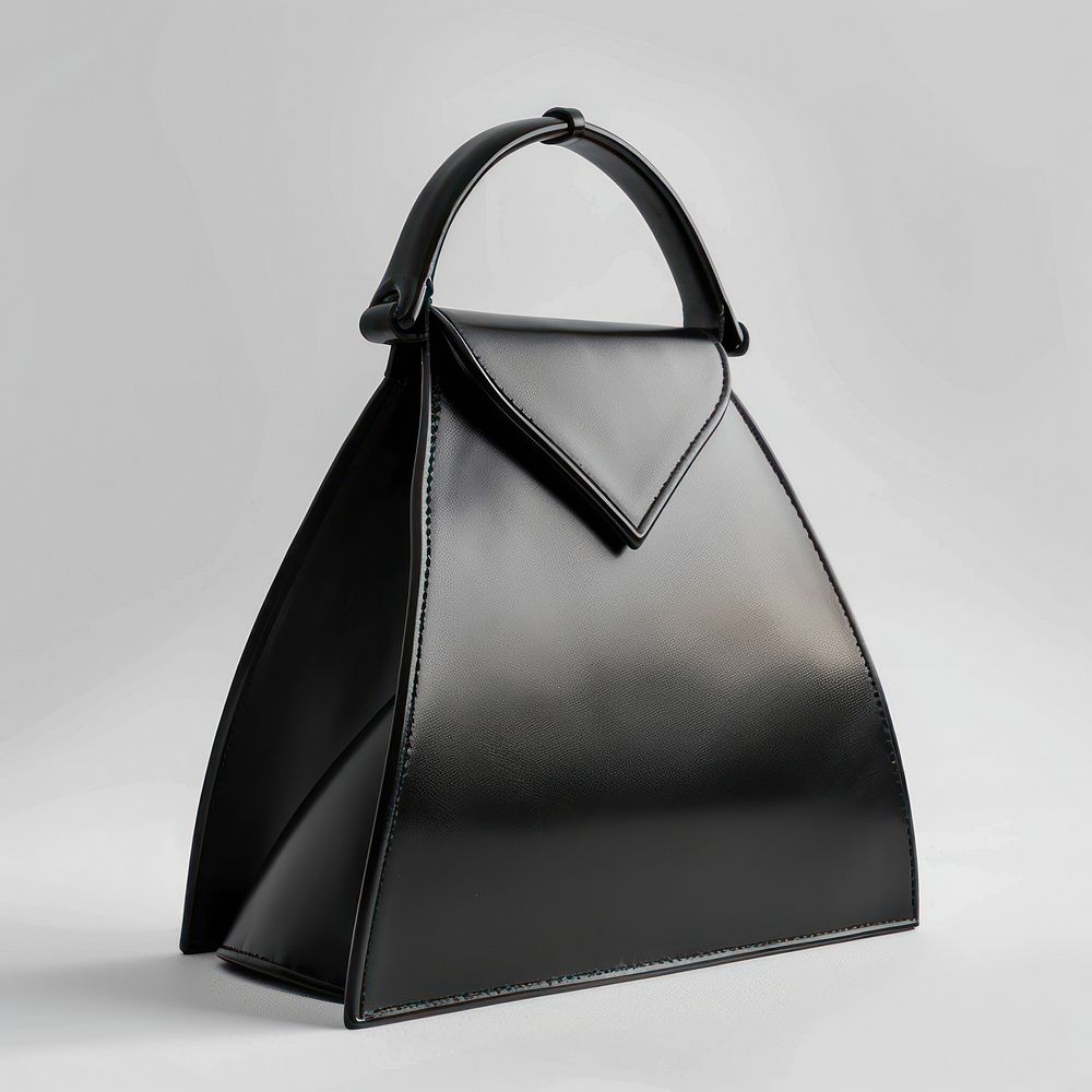 Black leather hand bag handbag purse accessories.