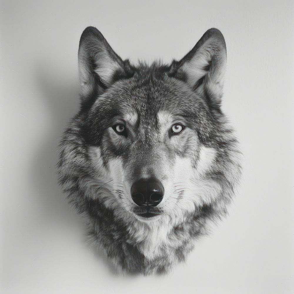Wolf head mammal animal sketch.