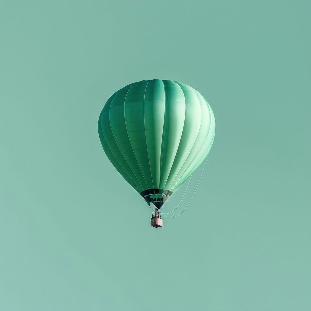 Green hot air balloon aircraft vehicle transportation.