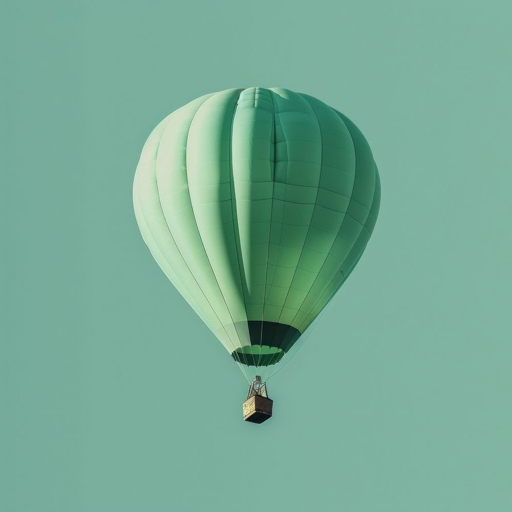 Green hot air balloon aircraft vehicle transportation.