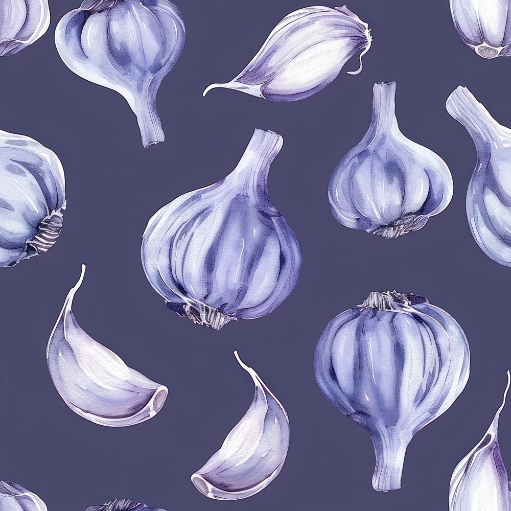 Garlic backgrounds vegetable pattern.