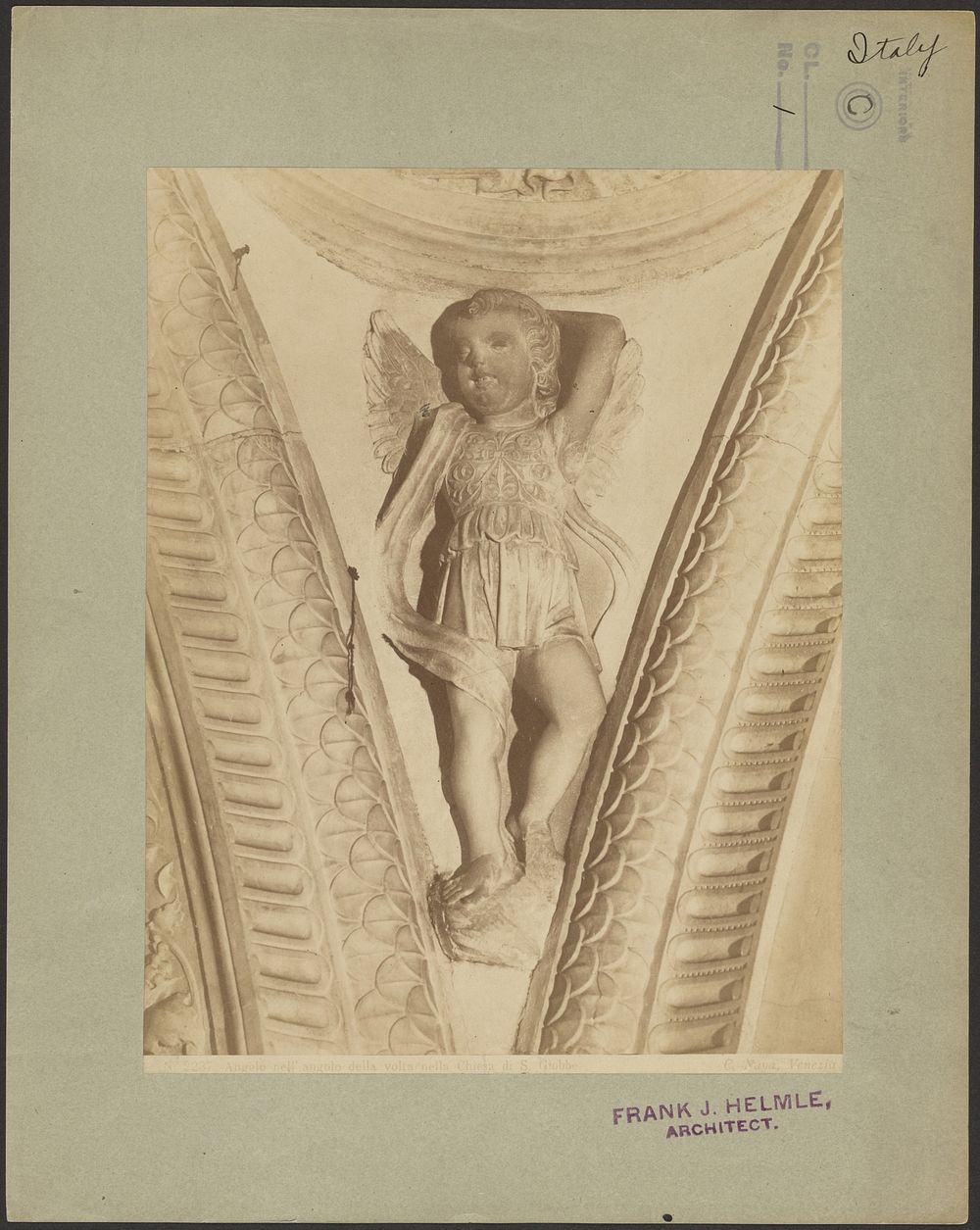 Angel in the corner of the vault in the Church of St. Job by Carlo Naya