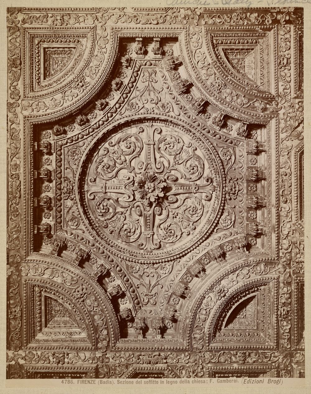 Firenze (Badia) - Sezione del soffito in legno della chiesa by Giacomo Brogi