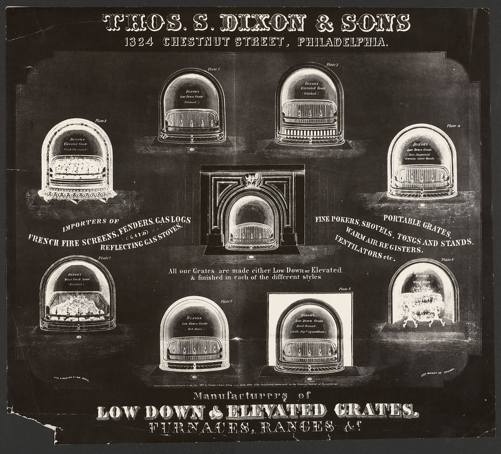 Advertisement for Thos. S. Dixon & Sons Low Down & Elevated Grates by William Boell