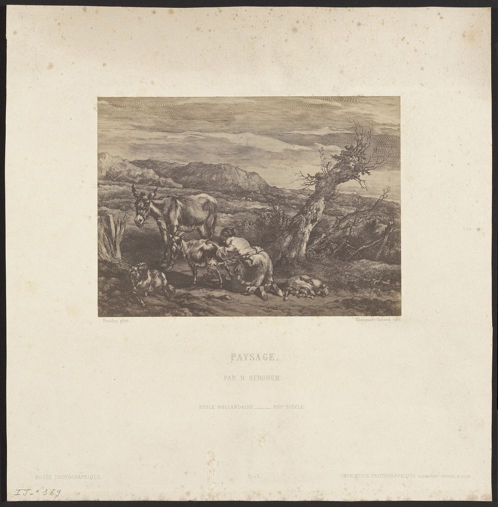 Paysage par N. Berchem by J Houdoit and Louis Désiré Blanquart Evrard