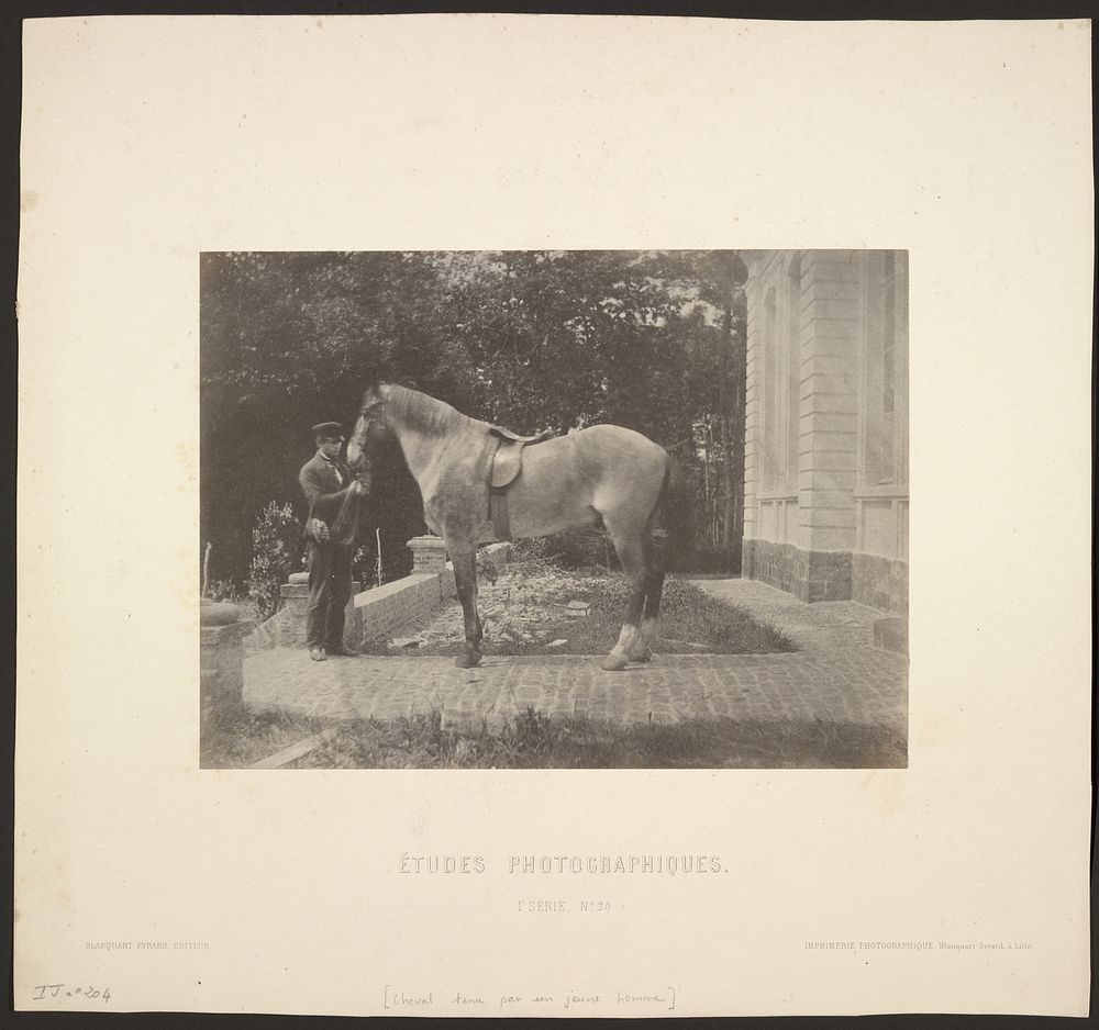 Cheval tenu par un jeune homme by Louis Désiré Blanquart Evrard