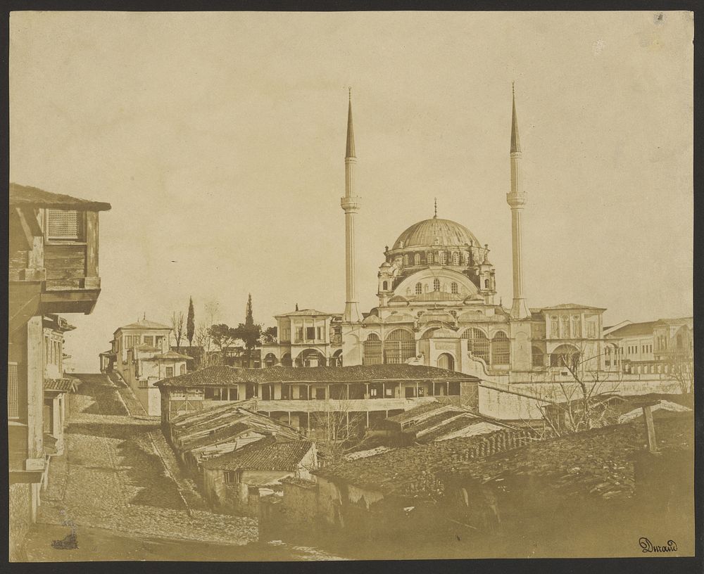 Domed building with two minarets by Durand