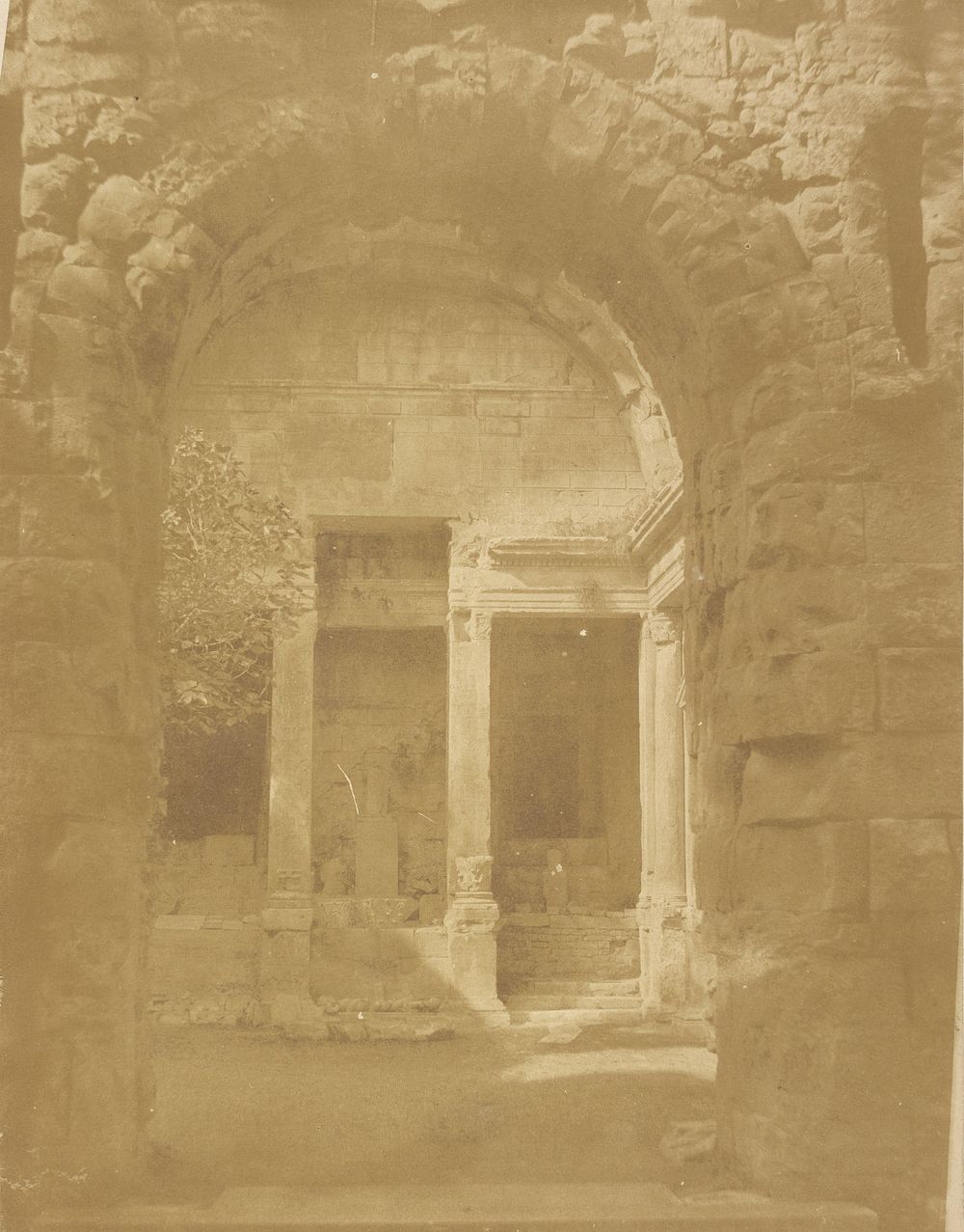 View of an antique inner courtyard in Nîmes by Pierre Émile Joseph Pécarrère