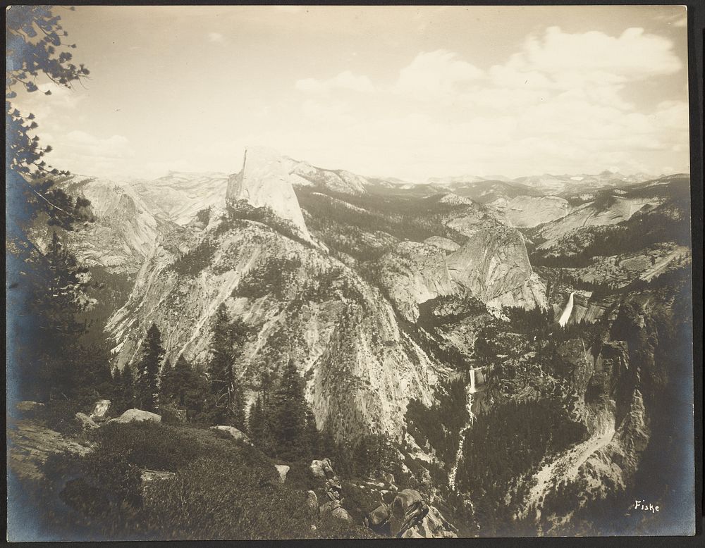 Back of Half Dome - Vernal and Nevada Falls From Near Glacier Point - Yosemite by George Fiske