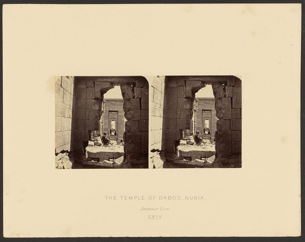 The Temple of Dabod, Nubia: Interior View by Francis Frith