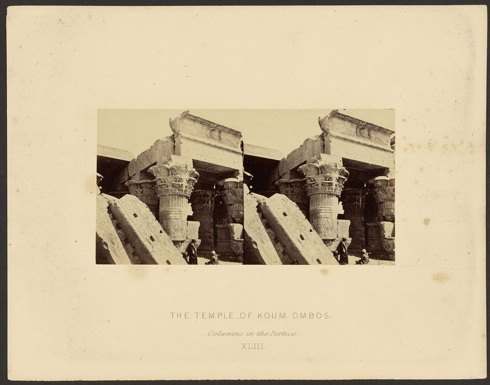 The Temple of Koum Ombos: Columns in the Portico by Francis Frith