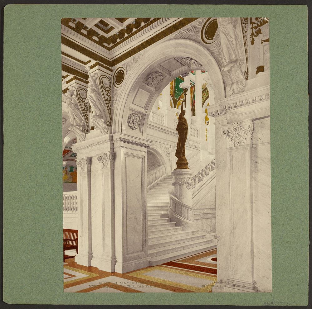Library of Congress North Staircase Central Stair Hall by Detroit Photographic Co