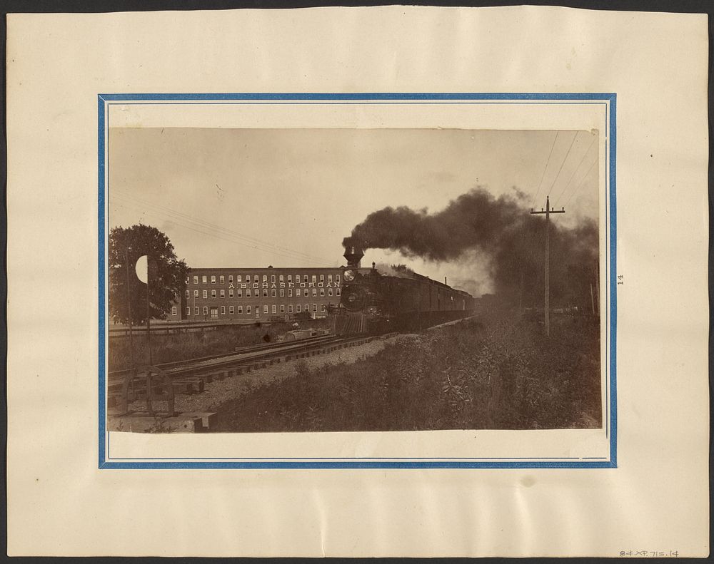 Train passing organ factory by Edward H Hart
