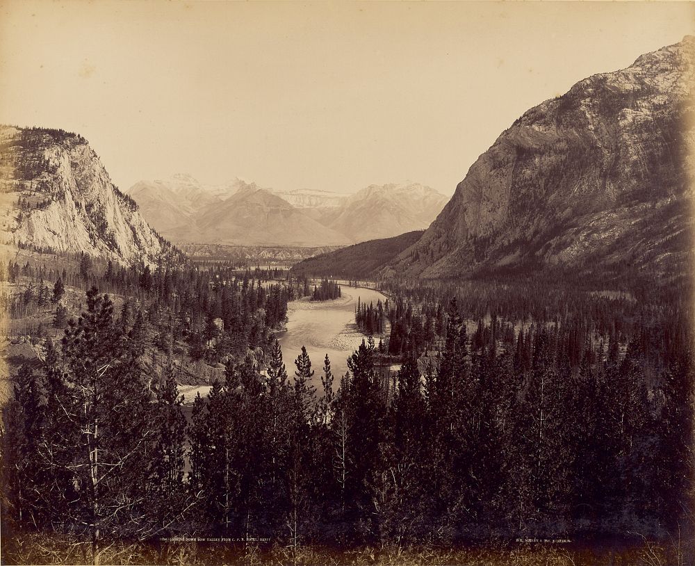 Looking Down Bow Valley from C.P.R. Hotel, Banff by William McFarlane Notman and William Notman and Son
