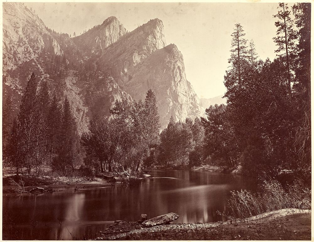 The Three Brothers 4000 ft., Yo Semite Valley by Thomas Houseworth and Company, Carleton Watkins, C L Weed and Eadweard J…