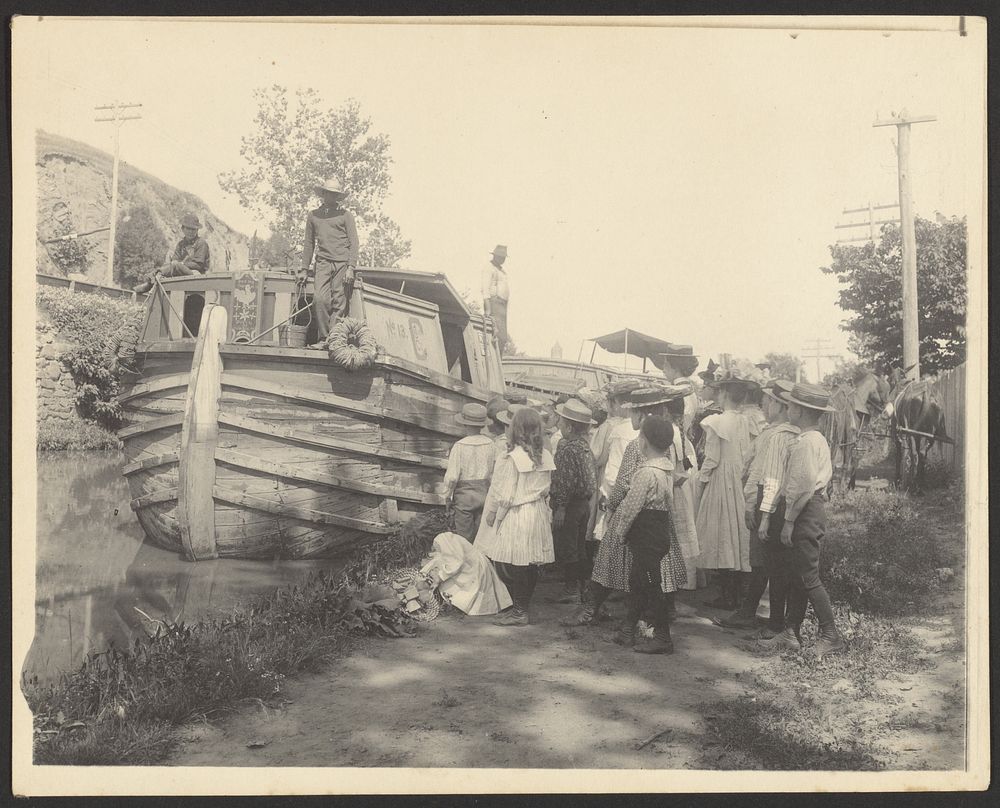 School Children Looking at Barge by Frances Benjamin Johnston