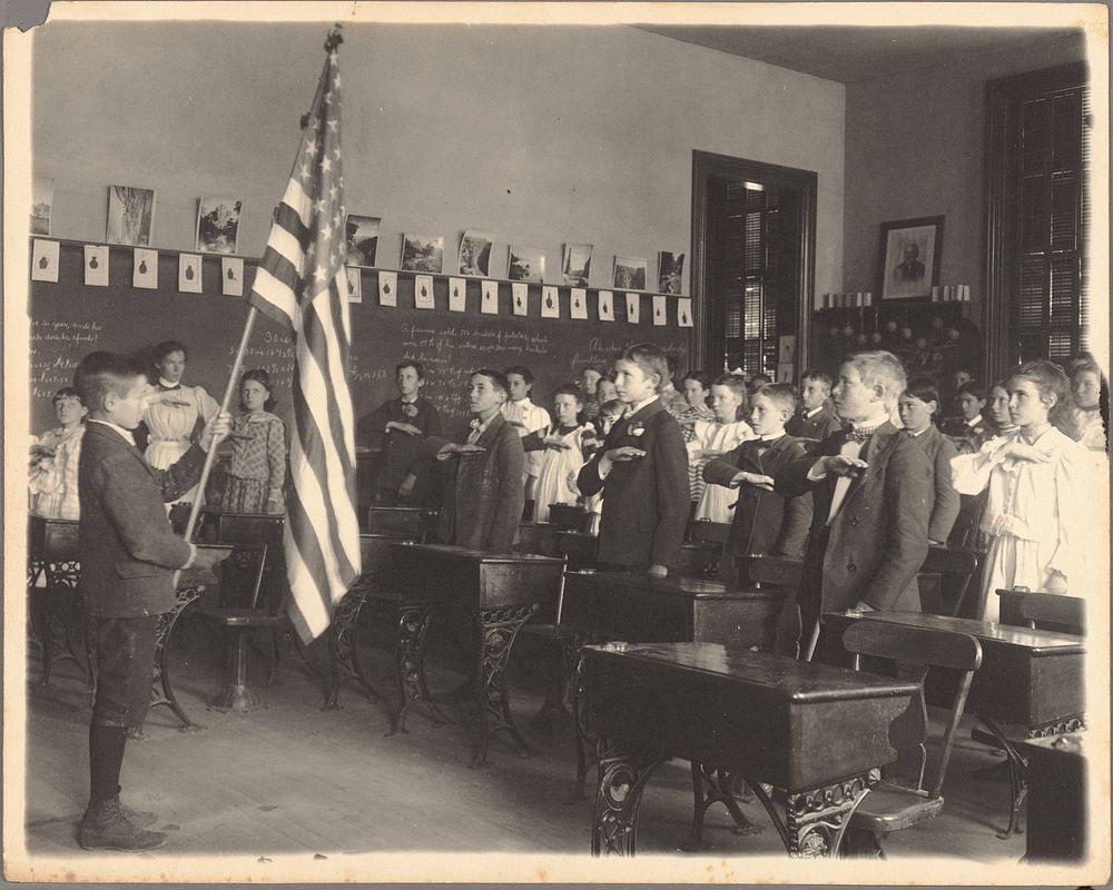 Students saluting the American flag by Frances Benjamin Johnston