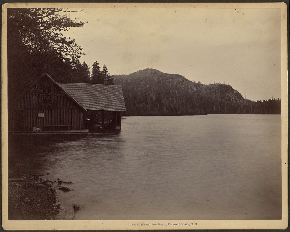 Echo Lake and Boat House, Franconia Notch, New Hampshire by Charles P Hibbard