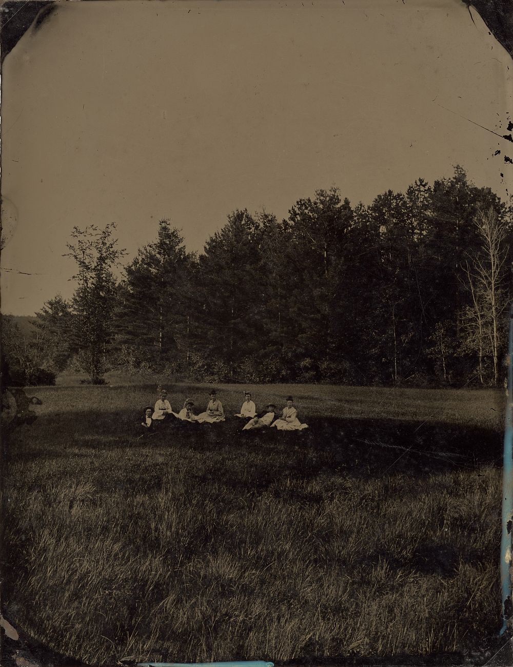 Group of picnickers in field