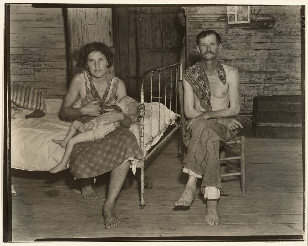 Bud Fields with His Wife Ivy, and His Daughter Ellen, Hale County, Alabama by Walker Evans
