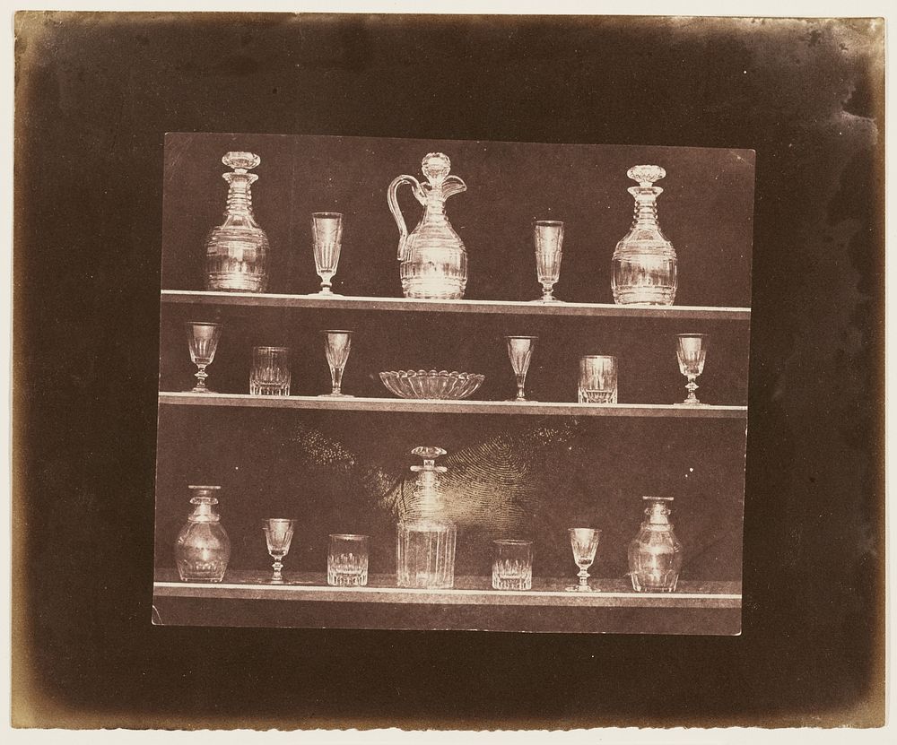 Articles of Glass on Three Shelves by William Henry Fox Talbot