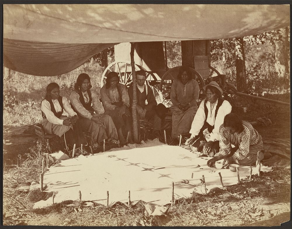 Kiowas Painting a Robe/ Fort Sill. I.T. by John K Hillers