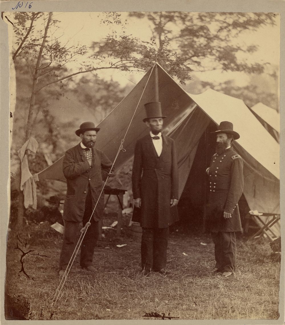 President Lincoln, United States Headquarters, Army of the Potomac, near Antietam by Alexander Gardner