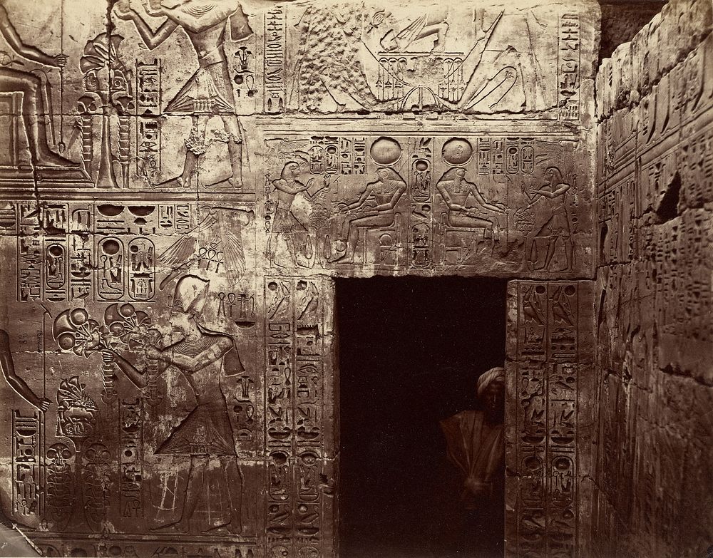 Reliefs in the Temple of Amon, Karnak by Félix Bonfils