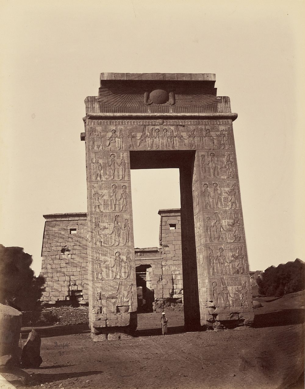 Propylone ptolemeen et porte d'entree au petit temple [Karnak Thebes] by Félix Bonfils