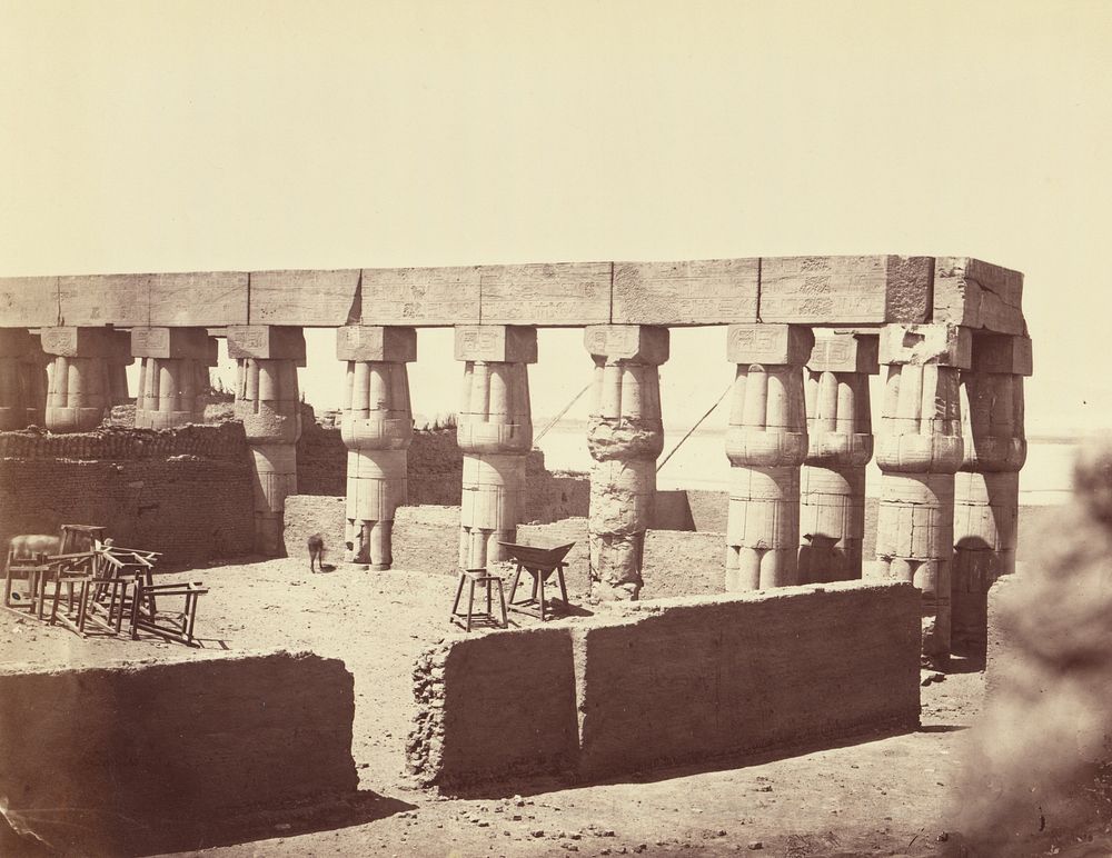 Temple de Louksour. Vue generale des colonnades du milieu [Thebes] by Félix Bonfils
